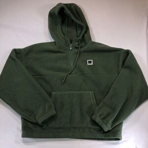 Monet Skateboards Mens Large Green Sherpa Fleece Quarter Zip Hoodie Streetwear